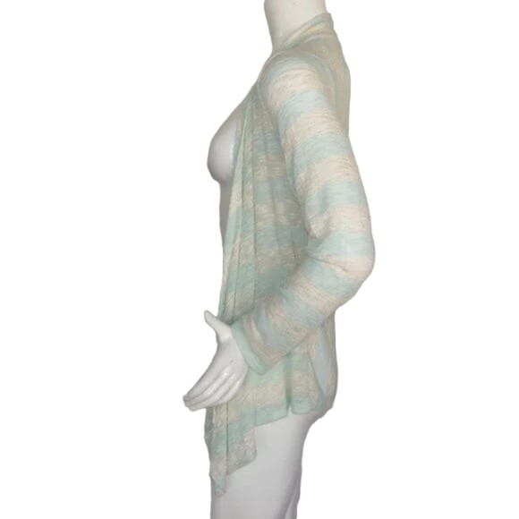 new FRANCESCA BUTTONS Sweater, M, Mint/Off-white, waterfall Open Front, LS - Picture 11 of 12